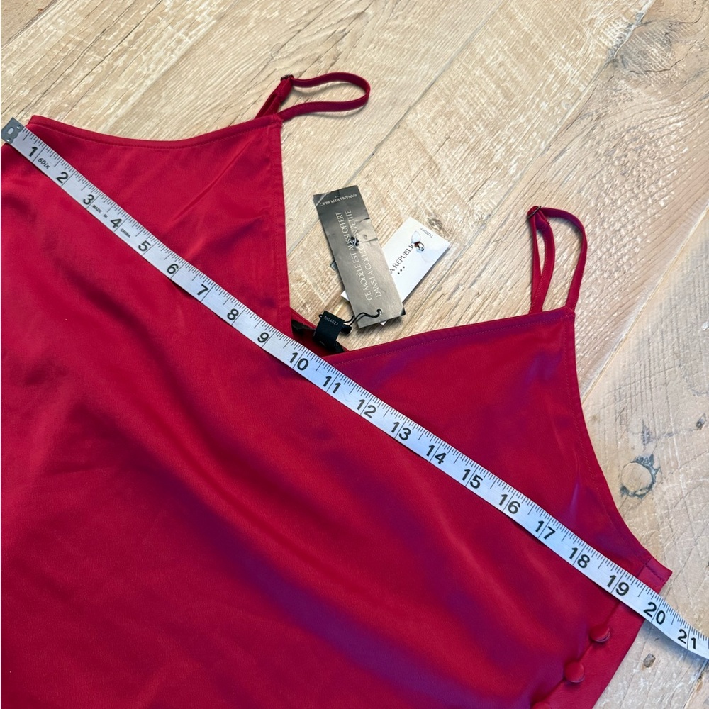 Banana Republic Red Satin Slip Maxi Dress with Side Button Detail 12 NWT - Picture 5 of 8